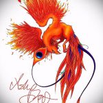 эскиз тату жар птица №172 - достойный вариант рисунка, который удачно можно использовать для доработки и нанесения как татуировка жар птица на животе
