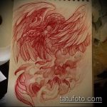 эскиз тату жар птица №117 - классный вариант рисунка, который успешно можно использовать для преобразования и нанесения как татуировка жар птица на бедре