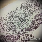эскиз тату жар птица №466 - крутой вариант рисунка, который успешно можно использовать для доработки и нанесения как татуировка жар птица на бедре