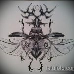 эскиз тату жук №844 - эксклюзивный вариант рисунка, который хорошо можно использовать для доработки и нанесения как татуировка жук носорог