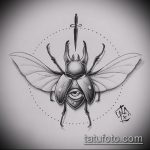 эскиз тату жук №328 - интересный вариант рисунка, который хорошо можно использовать для преобразования и нанесения как татуировка жук на пальце