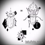эскиз тату жук №960 - прикольный вариант рисунка, который успешно можно использовать для переделки и нанесения как татуировка жук на среднем пальце