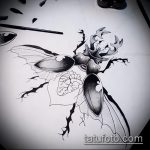 эскиз тату жук №948 - крутой вариант рисунка, который хорошо можно использовать для переделки и нанесения как татуировка жук на плече