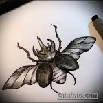 эскиз тату жук №688 - классный вариант рисунка, который удачно можно использовать для переработки и нанесения как татуировка жук носорог