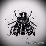 эскиз тату жук №74 - прикольный вариант рисунка, который легко можно использовать для преобразования и нанесения как татуировка жук на зоне