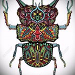 эскиз тату жук №825 - прикольный вариант рисунка, который удачно можно использовать для преобразования и нанесения как татуировка жук носорог
