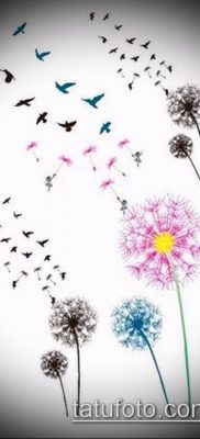 фото одуванчик с птицами (Dandelion Tatto) (значение) — пример рисунка — 032 tatufoto.com