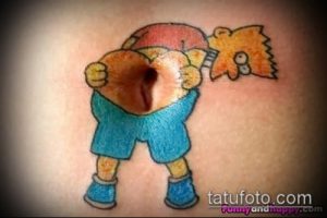 Фото тату на руке: изображение персонажа мультфильма South Park, выполненное в ярких цветах. Подходит для поклонников анимации и юмора.