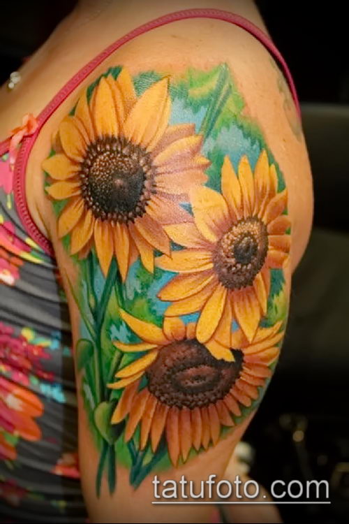 фото тату подсолнух (значение) - пример интересного рисунка тату - 049 tatufoto.com