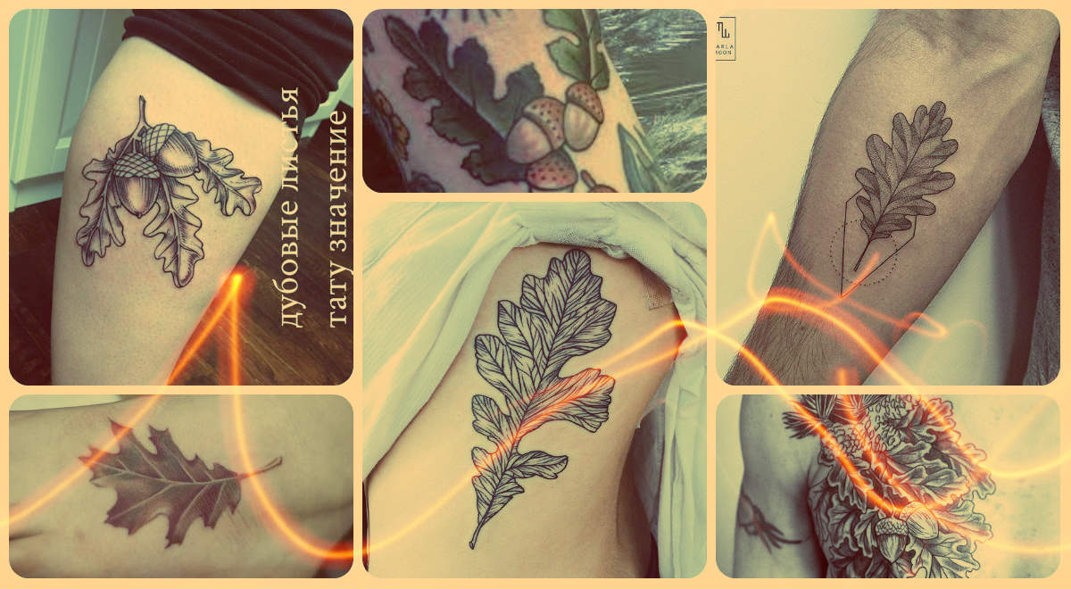 Значение тату дубовые листья - примеры готовых татуировок на фото - рисунки