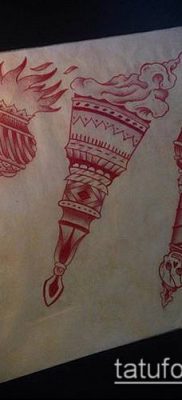 ТАТУИРОВКА ФАКЕЛ №143 — классный вариант рисунка, который хорошо можно использовать для переделки и нанесения как татуировка факел в колючей проволоке