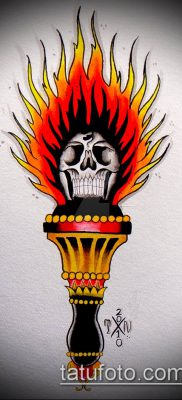 ТАТУИРОВКА ФАКЕЛ №108 — крутой вариант рисунка, который удачно можно использовать для доработки и нанесения как татуировка факел и розы