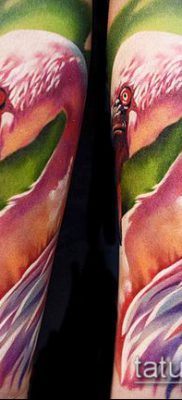 ТАТУИРОВКА ФЛАМИНГО №879 — интересный вариант рисунка, который удачно можно использовать для переделки и нанесения как татуировка фламинго на ноге