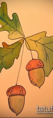 дубовые листья тату №561 — уникальный вариант рисунка, который успешно можно использовать для доработки и нанесения как листья дуба тату