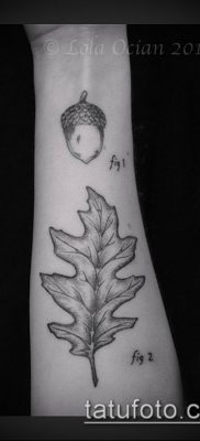 дубовые листья тату №291 — достойный вариант рисунка, который хорошо можно использовать для доработки и нанесения как тату дубовые листья