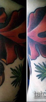 дубовые листья тату №495 — прикольный вариант рисунка, который легко можно использовать для доработки и нанесения как дубовые листья тату на