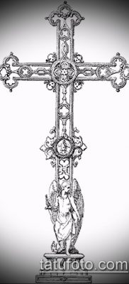 латинский крест тату №167 — эксклюзивный вариант рисунка, который хорошо можно использовать для переделки и нанесения как тату латинский крест на шее