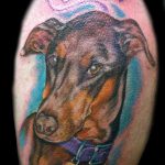 тату доберман №866 - достойный вариант рисунка, который успешно можно использовать для преобразования и нанесения как тату доберман щенок