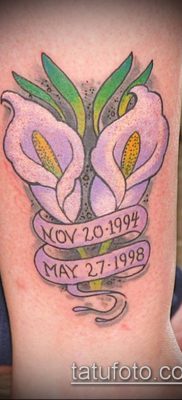 тату каллы №564 — крутой вариант рисунка, который удачно можно использовать для преобразования и нанесения как тату цветок каллы