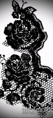 тату кружева №306 — крутой вариант рисунка, который хорошо можно использовать для преобразования и нанесения как тату роза с кружевами