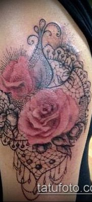 тату кружева №410 — классный вариант рисунка, который хорошо можно использовать для переделки и нанесения как тату роза с кружевами