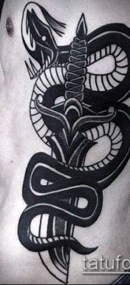 тату меч и змея №909 — крутой вариант рисунка, который легко можно использовать для преобразования и нанесения как Tattoo sword and snake