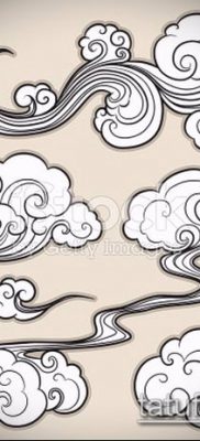 тату облака №158 — классный вариант рисунка, который удачно можно использовать для переделки и нанесения как Tattoo Clouds