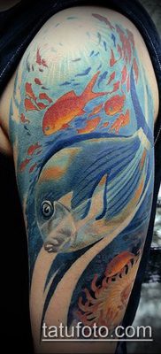тату океан №816 — уникальный вариант рисунка, который успешно можно использовать для доработки и нанесения как Tattoo ocean