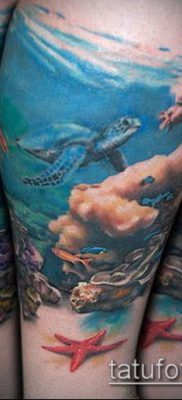 тату океан №216 — интересный вариант рисунка, который легко можно использовать для преобразования и нанесения как тату океан рукав