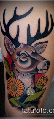 фото тату олень с рогами (tattoo) (значение) — пример рисунка — 004 tatufoto.com