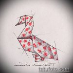 тату оригами №255 - классный вариант рисунка, который успешно можно использовать для переработки и нанесения как тату оригами кошка