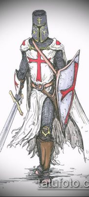 тату рыцарь №225 — прикольный вариант рисунка, который успешно можно использовать для доработки и нанесения как тату рыцарь рукав