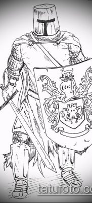 тату рыцарь №576 — крутой вариант рисунка, который легко можно использовать для переработки и нанесения как тату рыцарь ада