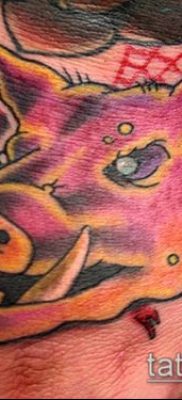 тату свинья №139 — крутой вариант рисунка, который хорошо можно использовать для переделки и нанесения как Pig tattoo