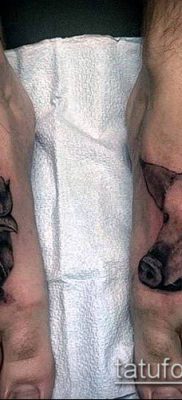 тату свинья №703 — уникальный вариант рисунка, который хорошо можно использовать для преобразования и нанесения как тату свинья