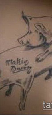 тату свинья №75 — уникальный вариант рисунка, который удачно можно использовать для переработки и нанесения как Pig tattoo