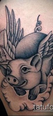 тату свинья №464 — крутой вариант рисунка, который удачно можно использовать для переделки и нанесения как тату свинья и петух