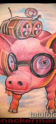 тату свинья №340 — эксклюзивный вариант рисунка, который успешно можно использовать для переделки и нанесения как Pig tattoo