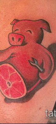 тату свинья №895 — классный вариант рисунка, который хорошо можно использовать для доработки и нанесения как Pig tattoo