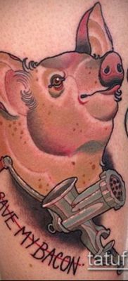 тату свинья №579 — классный вариант рисунка, который легко можно использовать для переработки и нанесения как тату свинья