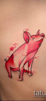 тату свинья №85 — прикольный вариант рисунка, который хорошо можно использовать для переработки и нанесения как тату кабан и бык