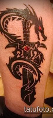 Фото тату дракон и меч (tattoo) (значение) — пример рисунка — 001 tatufoto.com