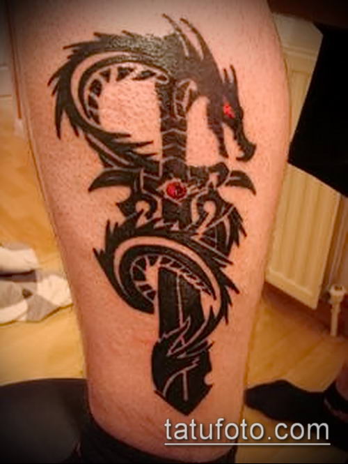 Фото тату дракон и меч (tattoo) (значение) - пример рисунка - 001 tatufoto.com