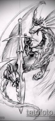 Фото тату дракон и меч (tattoo) (значение) — пример рисунка — 007 tatufoto.com