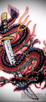 Фото тату дракон и меч (tattoo) (значение) — пример рисунка — 013 tatufoto.com