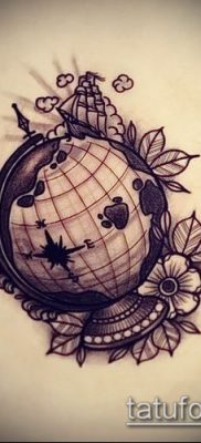 Фото тату глобус — пример рисунка — 26052017 — пример — 042 Tattoo globe