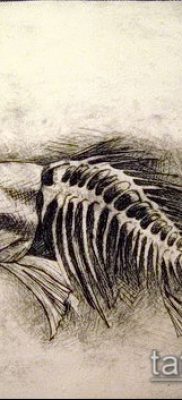 Фото тату скелет рыбы — пример рисунка — 30052017 — пример — 011 Fish skeleton tattoo