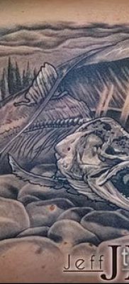 Фото тату скелет рыбы — пример рисунка — 30052017 — пример — 041 Fish skeleton tattoo