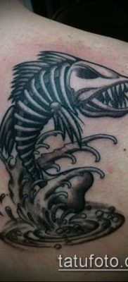 Фото тату скелет рыбы — пример рисунка — 30052017 — пример — 047 Fish skeleton tattoo