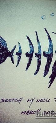 Фото тату скелет рыбы — пример рисунка — 30052017 — пример — 050 Fish skeleton tattoo